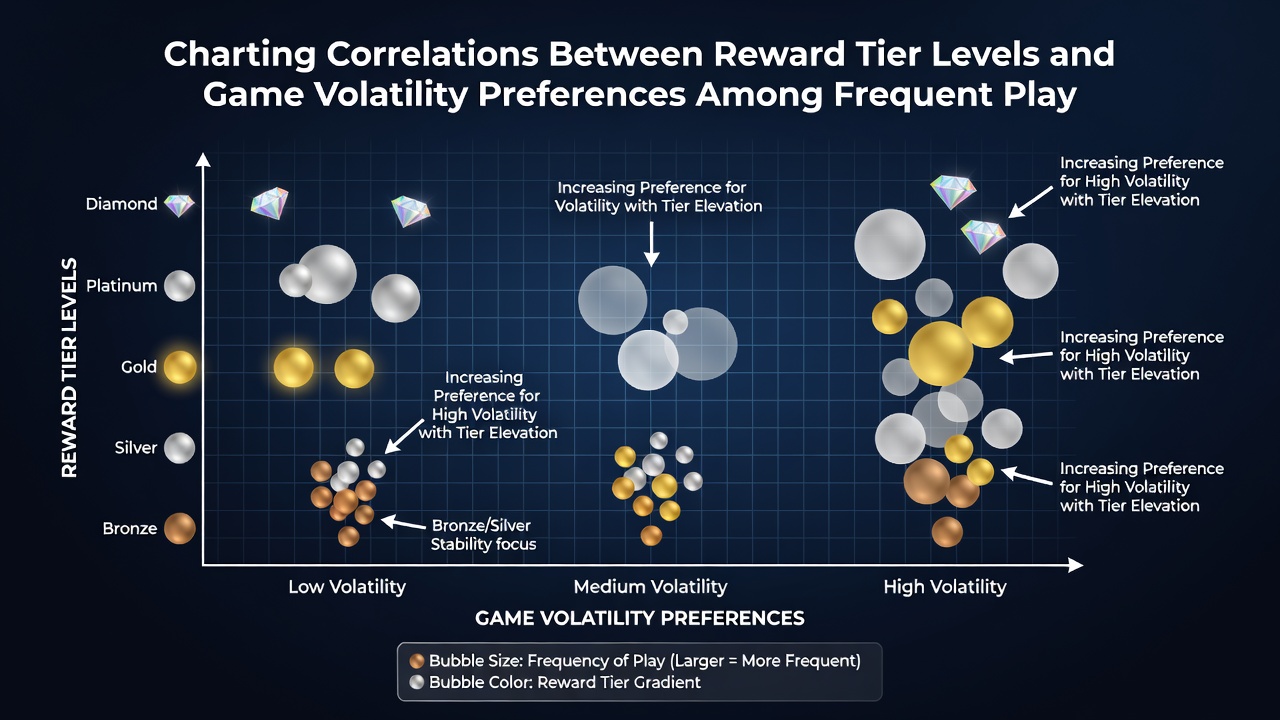 Heatmap illustrating player tier progression against selected game volatility categories over a multi-year observation period