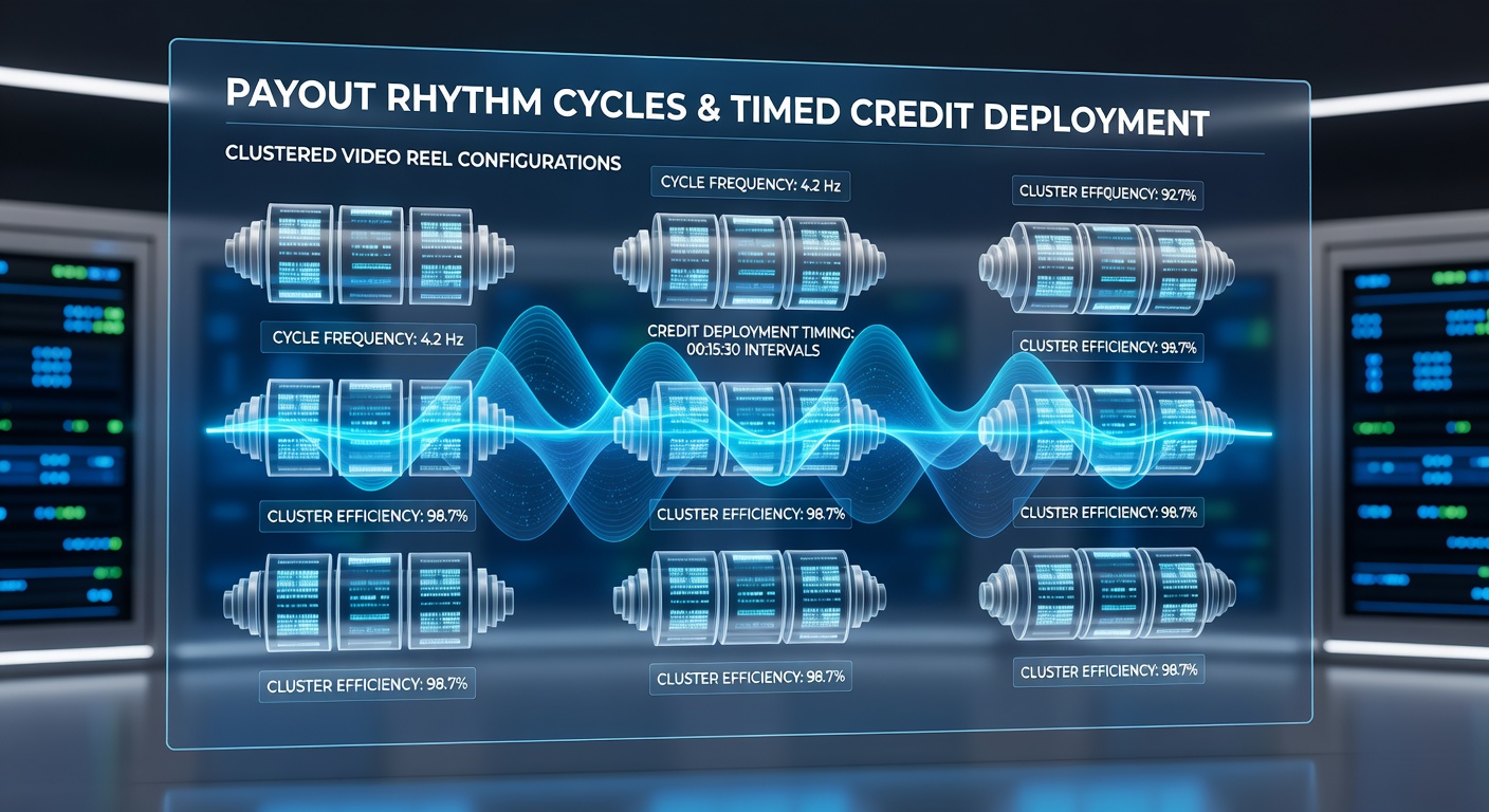 Graph illustrating payout rhythm cycles with timed credit deployment points marked across multiple reel clusters