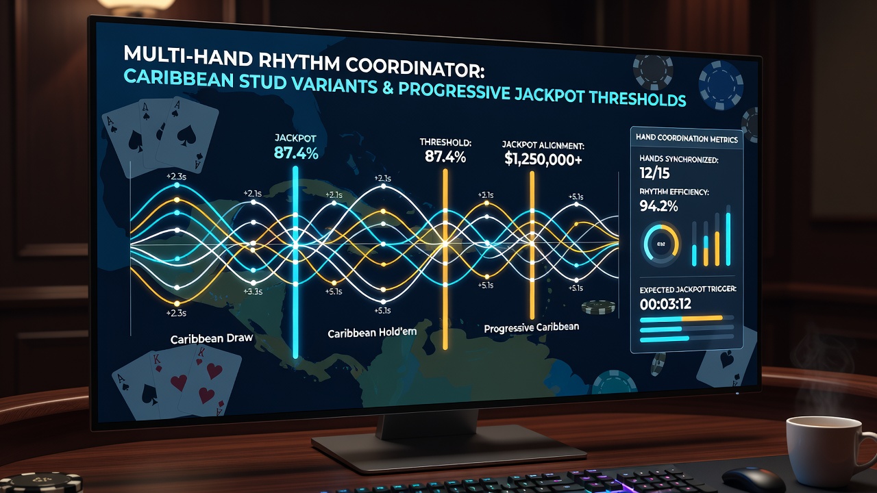 Chart displaying progressive jackpot threshold shifts and corresponding multi-hand betting sequences in Caribbean Stud games