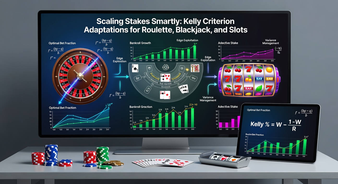 Graph illustrating Kelly Criterion bankroll growth curves for casino games, showing optimal bet sizing over multiple sessions