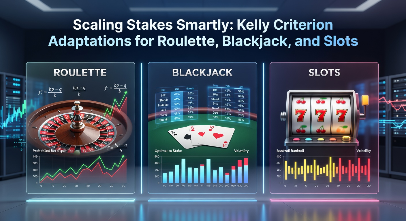 Close-up of roulette wheel with overlaid Kelly bet sizing calculations, highlighting fractional adaptations for even-money wagers