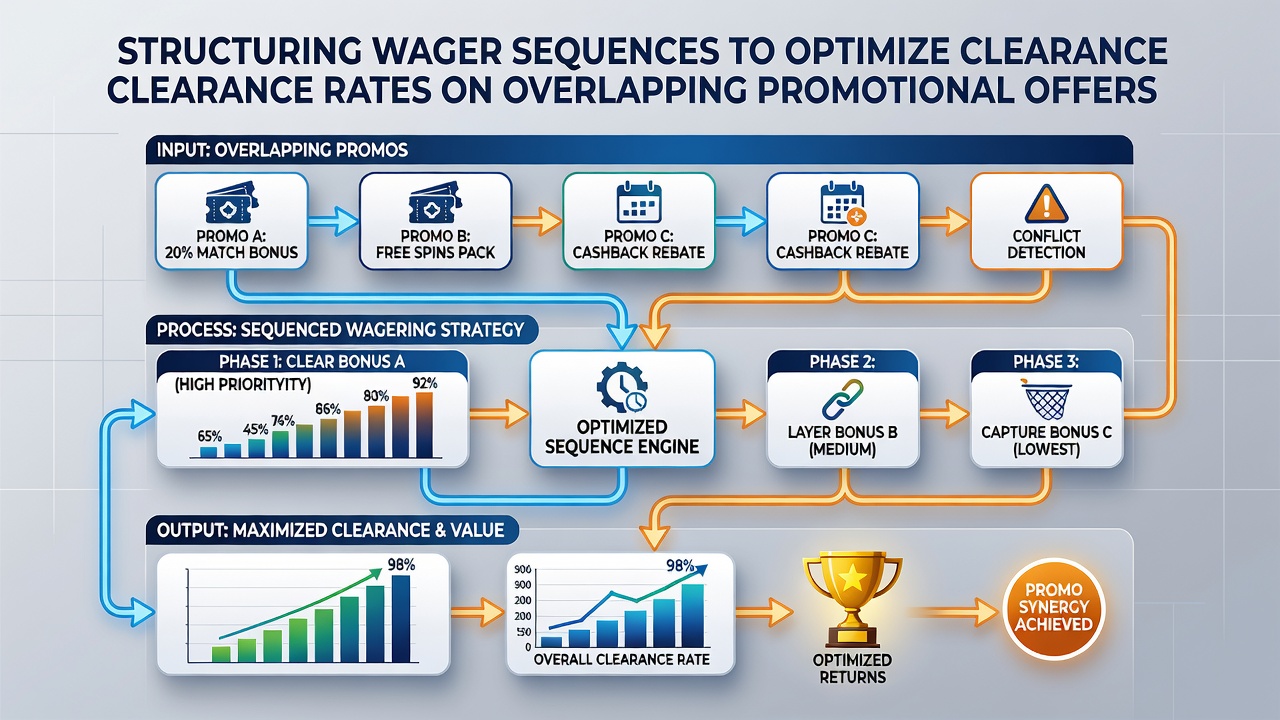 Screenshot of a casino bonus tracker tool displaying overlapping promotions and wager progress bars