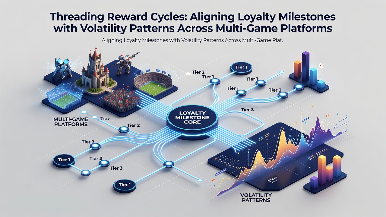 Diagram illustrating cross-platform loyalty milestone threading across slots, tables, and poker with volatility overlays