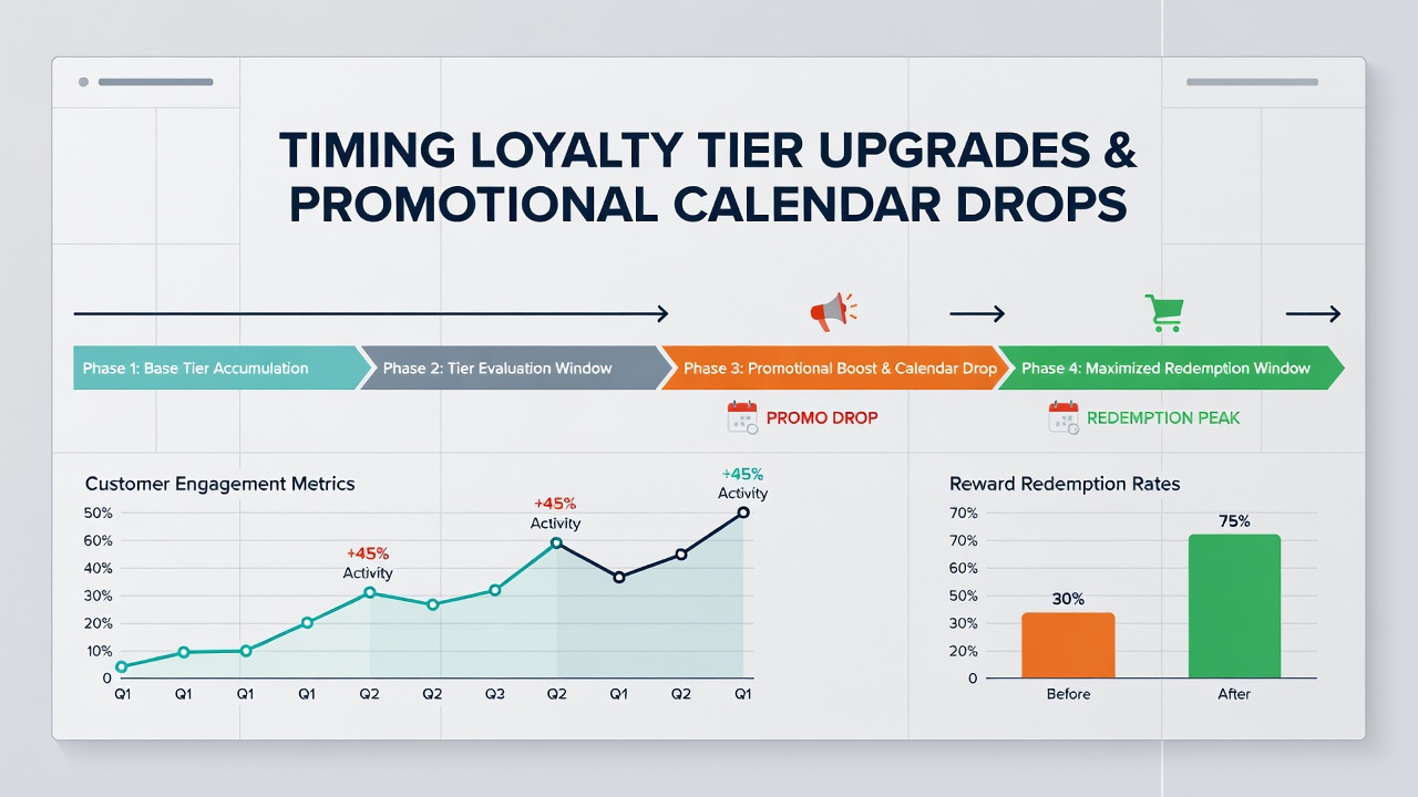 Promotional calendar overlay with loyalty tier milestones highlighted for reward optimization
